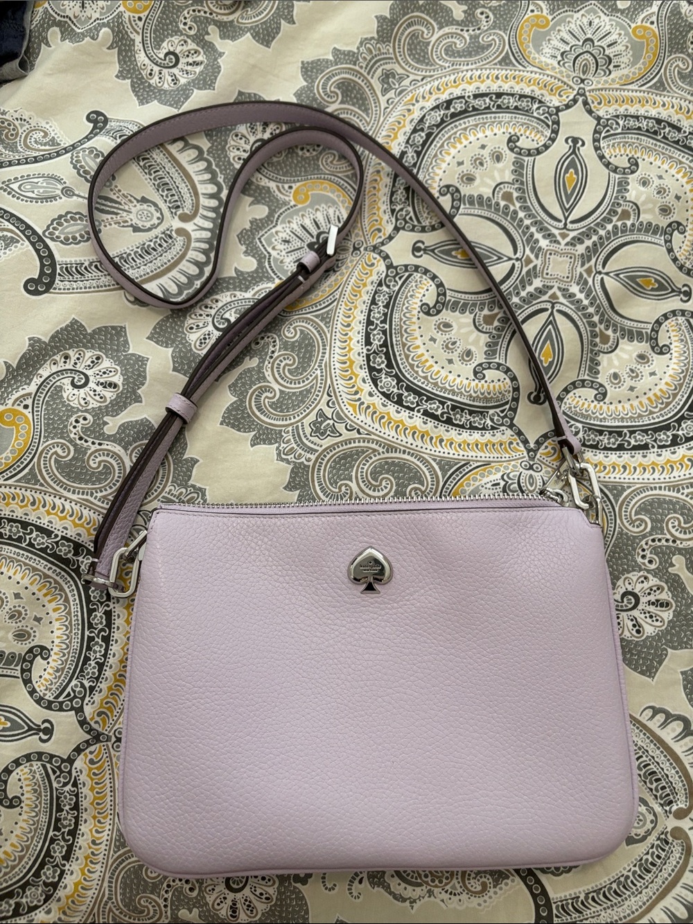 kate spade Lavender Pebbled Leather Crossbody with Silver Accent